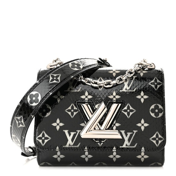 Louis Vuitton Handbags - Louis Vuitton Python Twist Monogram Snakeskin Crossbody Bag PM Black/Silver LV
